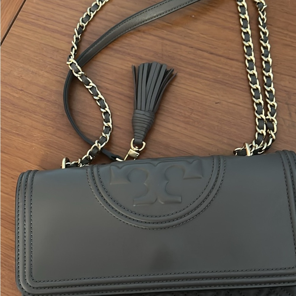 Tory Burch Tan Leather Crossbody Bag with Tassel